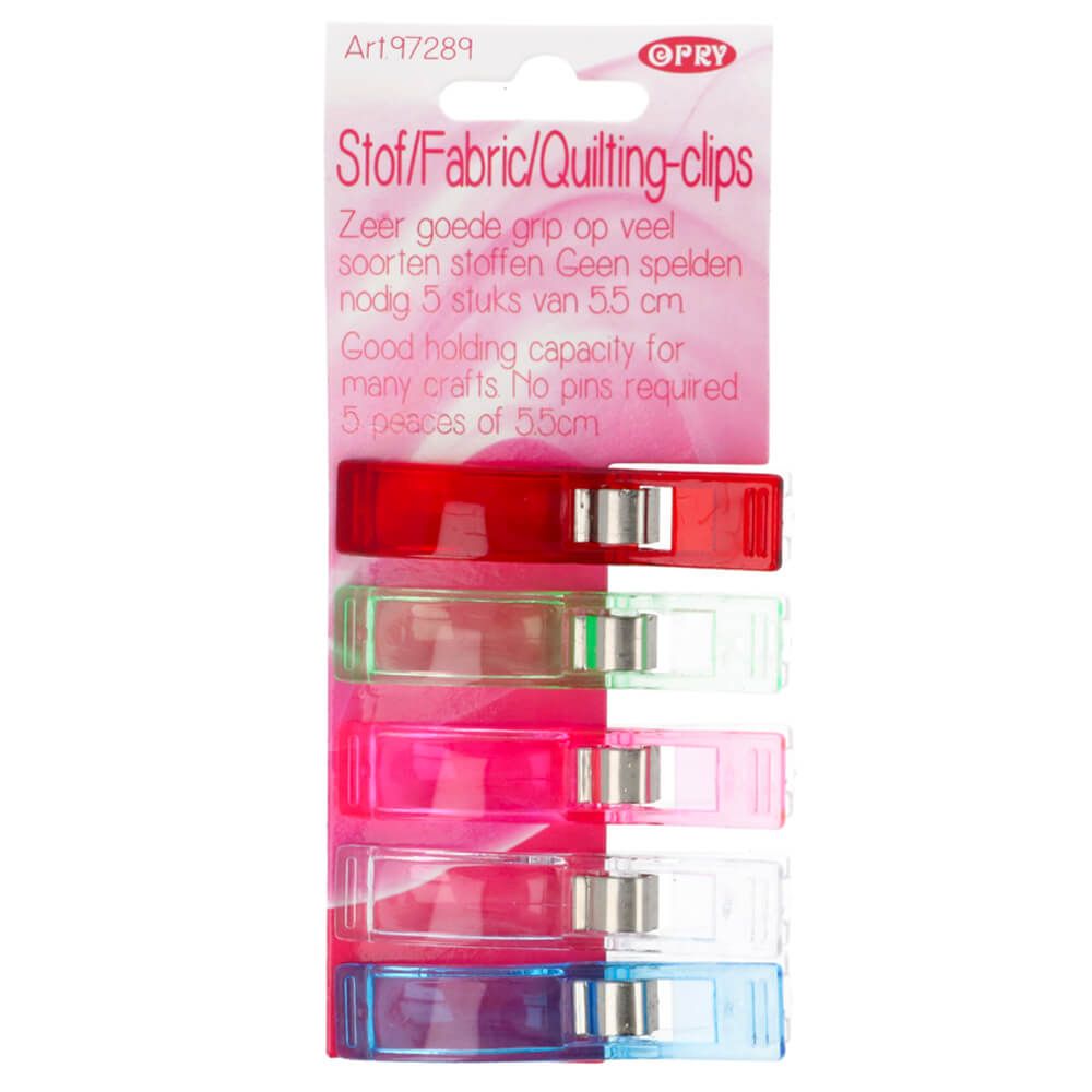 Stofklemmen en quilting clips 55mm - 6 x 5 st - Opry